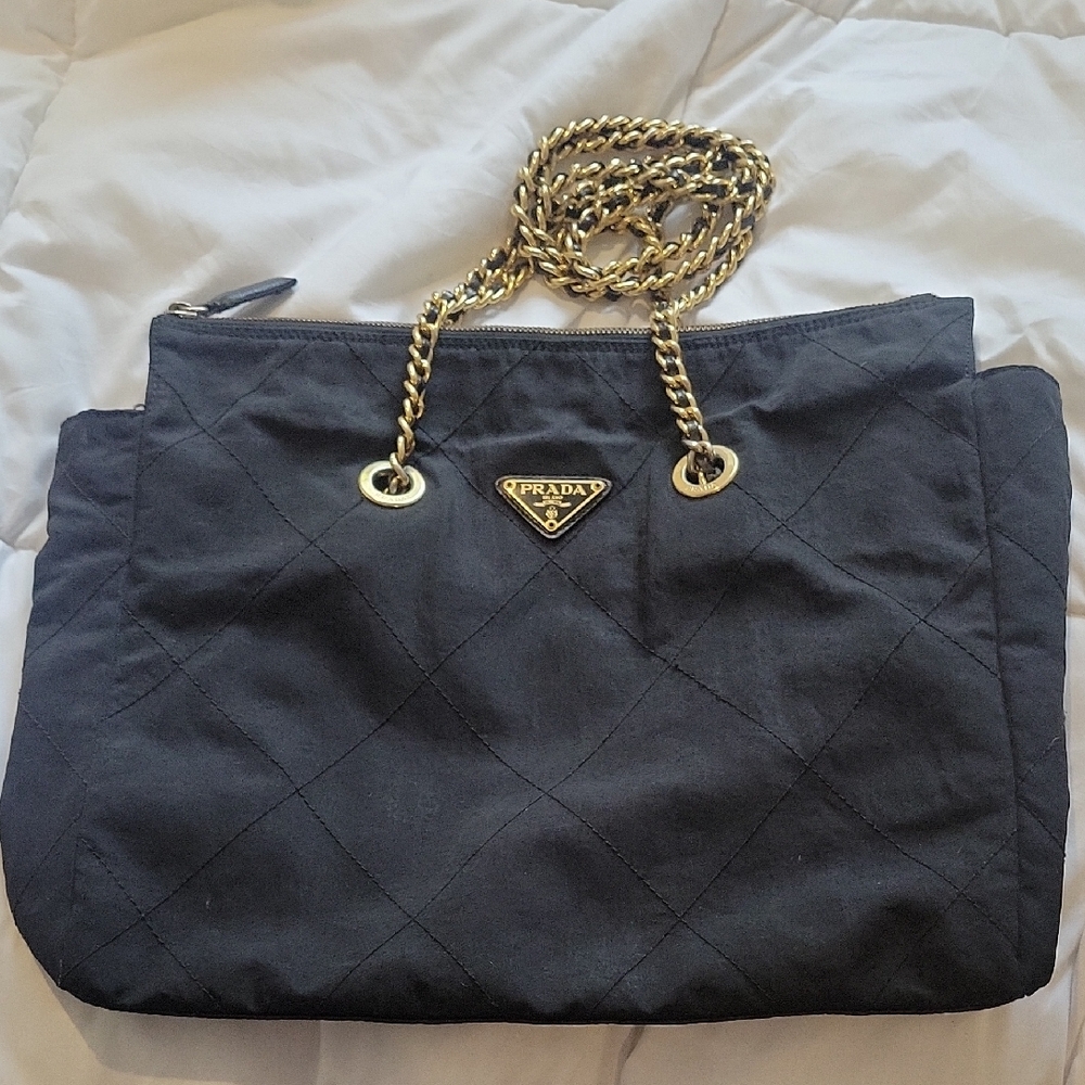 Prada Black Quilted Tote Bag